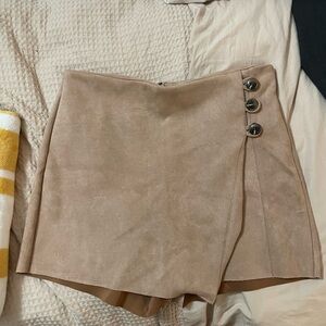 Elegant Tan Skort with Button Detail